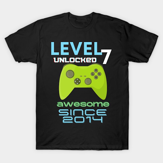 Level 7 Unlocked Awesome 2014 Video Gamer T-Shirt by Fabled Rags 